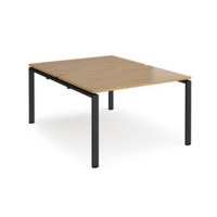 Adapt back to back desks 1200mm x 1600mm - black frame and oak top
