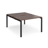 Adapt back to back desks 1200mm x 1600mm - black frame and walnut top