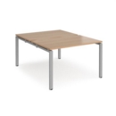 Adapt back to back desks 1200mm x 1600mm - silver frame and beech top