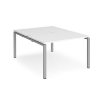 Adapt back to back desks 1200mm x 1600mm - silver frame and white top