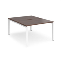Adapt back to back desks 1200mm x 1600mm - white frame and walnut top