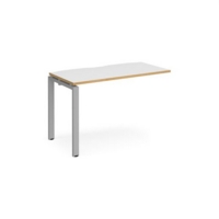 Adapt add on unit single 1200mm x 600mm - silver frame and white top with oak edging