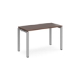 Adapt single desk 1200mm x 600mm - silver frame and walnut top