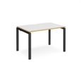 Adapt single desk 1200mm x 800mm - black frame and white top with oak edging