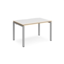 Adapt starter unit single 1200mm x 800mm - silver frame and white top with oak edging