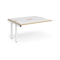 Adapt add on unit single 1400mm x 1200mm - white frame and white top with oak edging