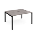 Adapt back to back desks 1400mm x 1200mm - black frame and grey oak top