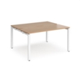 Adapt back to back desks 1400mm x 1200mm - white frame and beech top