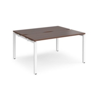Adapt back to back desks 1400mm x 1200mm - white frame and walnut top