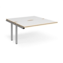 Adapt add on unit single 1400mm x 1600mm - silver frame and white top with oak edging