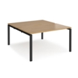 Adapt back to back desks 1400mm x 1600mm - black frame and oak top