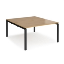 Adapt back to back desks 1400mm x 1600mm - black frame and oak top