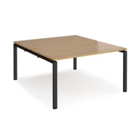 Adapt back to back desks 1400mm x 1600mm - black frame and oak top