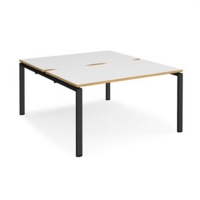 Adapt starter units back to back 1400mm x 1600mm - black frame and white top with oak edging