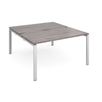 Adapt starter units back to back 1400mm x 1600mm - silver frame and grey oak top