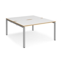 Adapt starter units back to back 1400mm x 1600mm - silver frame and white top with oak edging