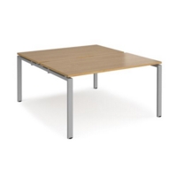 Adapt back to back desks 1400mm x 1600mm - silver frame and oak top