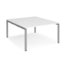 Adapt back to back desks 1400mm x 1600mm - silver frame and white top