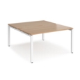 Adapt back to back desks 1400mm x 1600mm - white frame and beech top