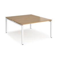 Adapt back to back desks 1400mm x 1600mm - white frame and oak top