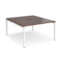 Adapt back to back desks 1400mm x 1600mm - white frame and walnut top