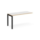 Adapt add on unit single 1400mm x 600mm - black frame and white top with oak edging