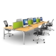 Adapt add on unit single 1400mm x 600mm - black frame and white top with oak edging