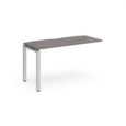 Adapt add on unit single 1400mm x 600mm - silver frame and grey oak top