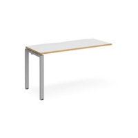Adapt add on unit single 1400mm x 600mm - silver frame and white top with oak edging