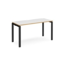 Adapt single desk 1400mm x 600mm - black frame and white top with oak edging