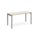 Adapt starter unit single 1400mm x 600mm - silver frame and white top with oak edging