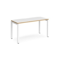 Adapt starter unit single 1400mm x 600mm - white frame and white top with oak edging