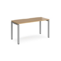 Adapt single desk 1400mm x 600mm - silver frame and oak top