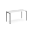 Adapt single desk 1400mm x 600mm - silver frame and white top
