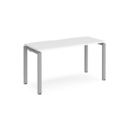 Adapt single desk 1400mm x 600mm - silver frame and white top