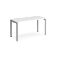Adapt single desk 1400mm x 600mm - silver frame and white top