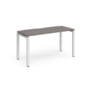 Adapt single desk 1400mm x 600mm - white frame and grey oak top