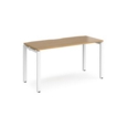 Adapt single desk 1400mm x 600mm - white frame and oak top