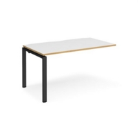 Adapt add on unit single 1400mm x 800mm - black frame and white top with oak edging