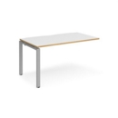 Adapt add on unit single 1400mm x 800mm - silver frame and white top with oak edging