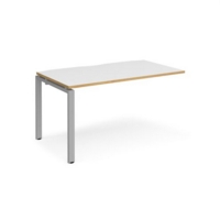 Adapt add on unit single 1400mm x 800mm - silver frame and white top with oak edging