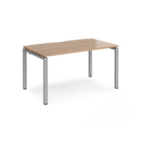 Adapt single desk 1400mm x 800mm - silver frame and beech top