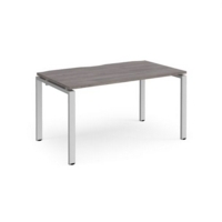 Adapt starter unit single 1400mm x 800mm - silver frame and grey oak top