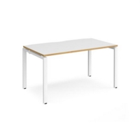 Adapt starter unit single 1400mm x 800mm - white frame and white top with oak edging