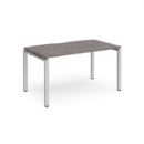 Adapt single desk 1400mm x 800mm - silver frame and grey oak top