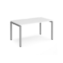 Adapt single desk 1400mm x 800mm - silver frame and white top