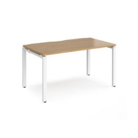 Adapt single desk 1400mm x 800mm - white frame and oak top