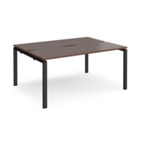 Adapt back to back desks 1600mm x 1200mm - black frame and walnut top