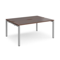Adapt back to back desks 1600mm x 1200mm - silver frame and walnut top