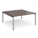 Adapt back to back desks 1600mm x 1600mm - silver frame and walnut top